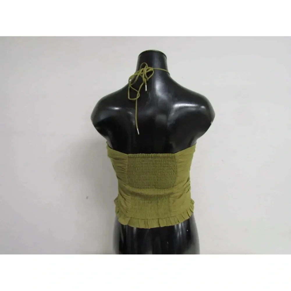 NWT Magali Pascal Fenix Halter criss cross strappy tie crop top tank Moss green - Picture 8 of 13